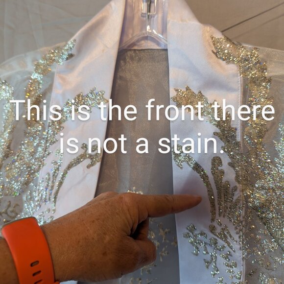 Long Dress Evening Kimono Cardigan Topper Robe Small White sheer Sparkles design - Picture 6 of 11